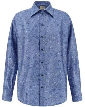 Paul & Shark Paisley-Print Silk Overshirt - Blue