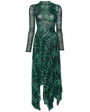 Diane von Furstenberg Tiger-Print Asymmetric Dress - Green