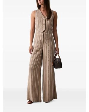 Morgan Striped Wide-Leg Jumpsuit - Natural