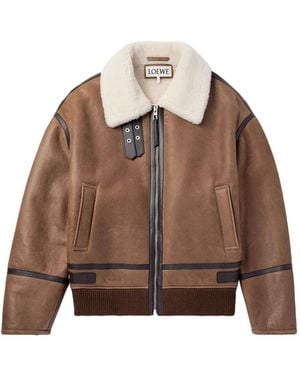 Loewe Shearling Leather-Trimmed Jacket - Brown