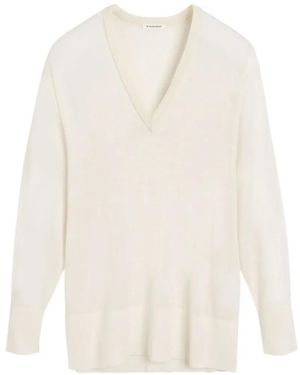 By Malene Birger Derya V-Neck Long-Sleeve Sweater - White