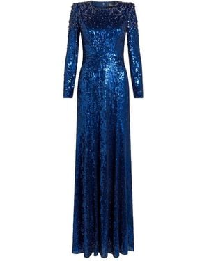 Jenny Packham Dulcet Sequin-Embellished Dress - Blue