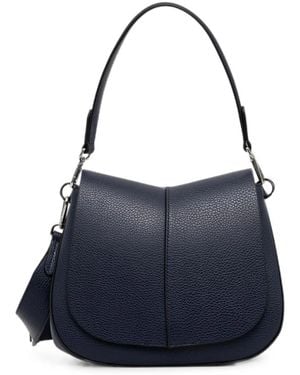 Gianni Chiarini Medium Helena Round Grained-Leather Shoulder Bag - Blue