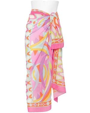 PUCCI Geometric-Print Pareo Midi Skirt - Pink