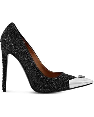 Philipp Plein Satin Hi-Heels Mix Strass Pumps - Black