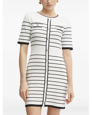 Morgan Striped Button-Front Mini Dress - White
