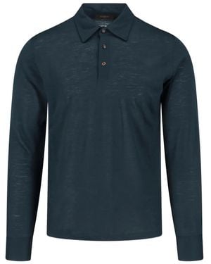 Zanone Buttoned virgin-wool polo shirt - Blau
