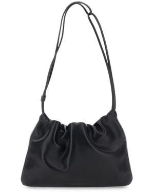 NOTHING WRITTEN Nella Ruched Leather Shoulder Bag - Black