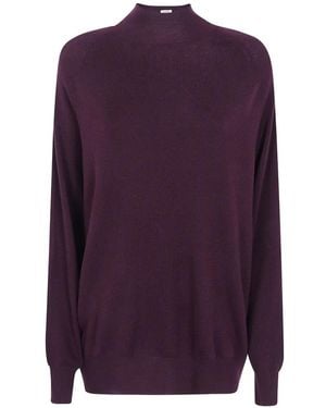 Aspesi Raglan-Sleeve Turtleneck Sweater - Purple