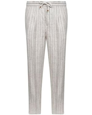 Brunello Cucinelli Drawstring Pleated Trousers - Grey
