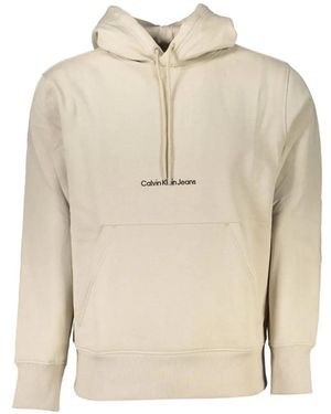Calvin Klein Logo-Print Cotton Hoodie - Natural