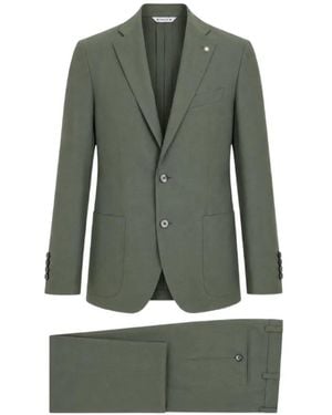 Manuel Ritz Lapel-Pin Single-Breasted Suit - Green