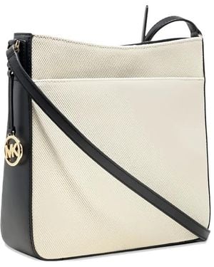 Michael Kors Large Jet Set Travel Striped Shoulder Bag - White