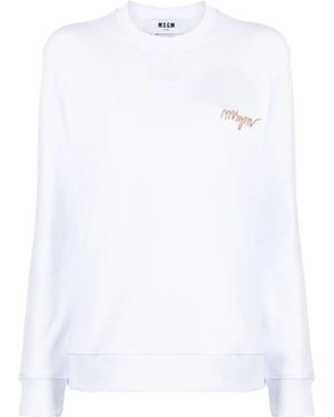 MSGM Logo-Embroidery Cotton Sweatshirt - White