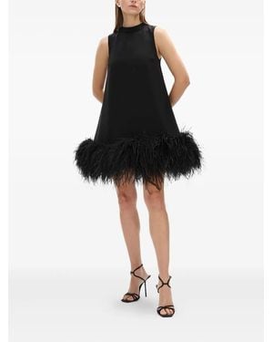 Rachel Gilbert Link Ostrich-Feather Mini Dress - Black