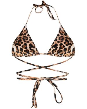 Vetements Leopard-Print Velour Bikini Top - Brown