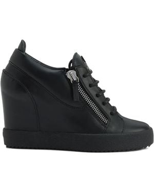 Giuseppe Zanotti Addy Wedge Zip-Detail Trainers - Black