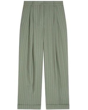 Dries Van Noten Pleated Pinstripe Trousers - Green