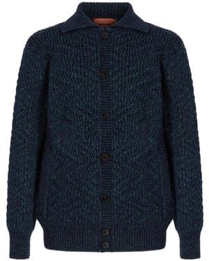 Missoni Chevron-Knit Button-Up Cardigan - Blue