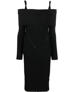 ANDREADAMO Off-Shoulder Ribbed Knit Dress - Black