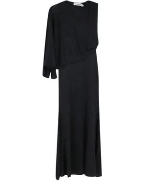 Self-Portrait Asymmetric Draped Maxi Dress - Black