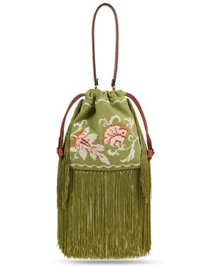 Etro Kleine Kalispera Beuteltasche Mit Fransen - Grün
