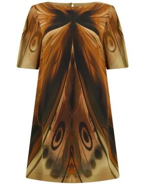 Alberta Ferretti Printed Short-Sleeve Mini Dress - Brown