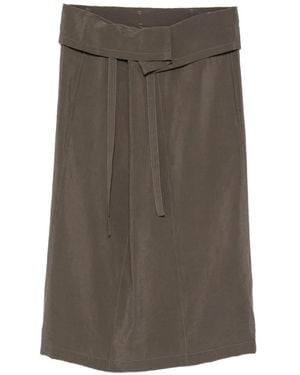 Alysi Tie-Waist Midi Skirt - Brown