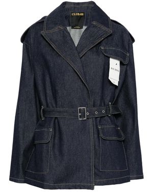 Lois Flap-Pocket Belted Denim Jacket - Blue