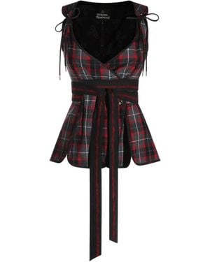Vivienne Westwood Roxy Tartan-Print Peplum Top - Black