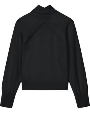 Aeron Schulterfreie Strickweste mit Rollkragen - Schwarz