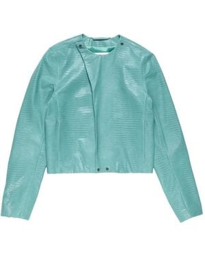 Acne Studios Zip-Up Leather Jacket - Blue
