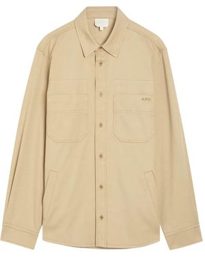 A.P.C. Logo-Embroidered Shirt Jacket - Natural