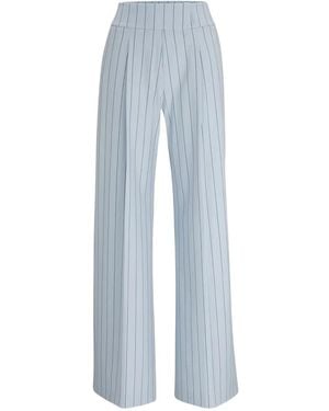BOSS Striped Wide-Leg Trousers - Blue