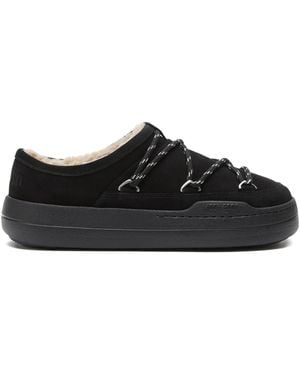 Moon Boot Park Lace-Detail Shearling Slippers - Black