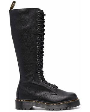 Dr. Martens Tall Leather Boots With Lace-Up Design - Black