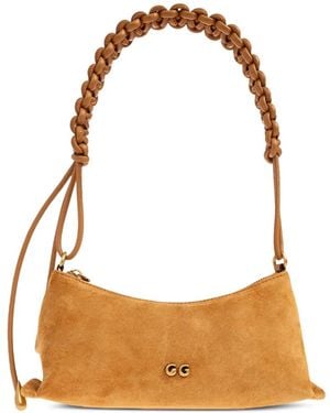 Cult Gaia Osa Braided-Handle Suede Shoulder Bag - Metallic