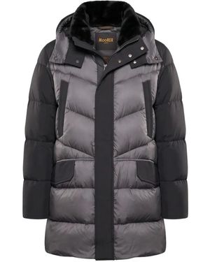 Moorer Albert-Shk Fur-Trimmed Hooded Padded Coat - Gray