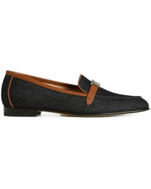 Kiton Mocassins À Bords En Cuir Et Plaque - White