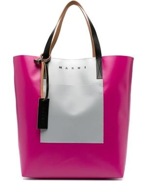Marni ロゴエングレーブ トートバッグ - ピンク