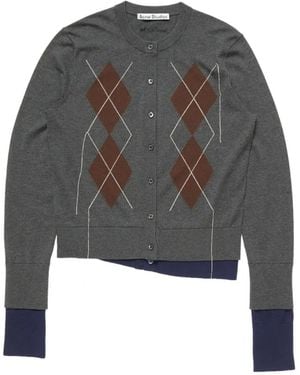 Acne Studios Cardigan A Doppio Strato - Grigio