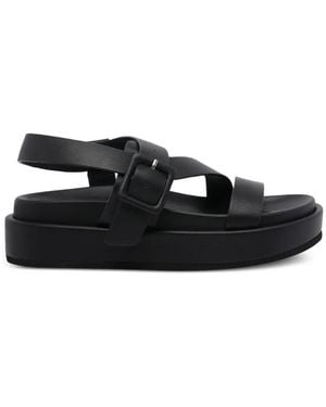 Paloma Barceló Buckle-Strap Leather Sandals - Black
