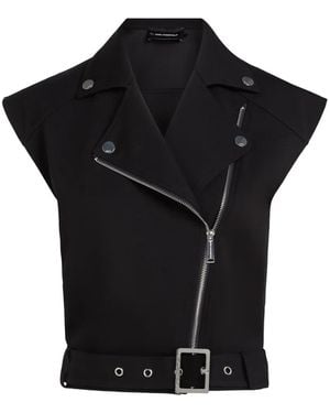 KARL LAGERFELD Biker Zip-Up Jacket - Black