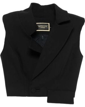 MITILIANE COUTURE Asymmetric Short Vest - Black