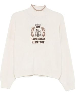 Brunello Cucinelli Sartorial Heritage-Embroidered Cashmere Sweater - White
