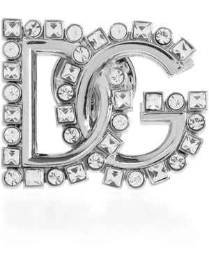 Dolce & Gabbana Dg Crystal-Embellished Brooch - White