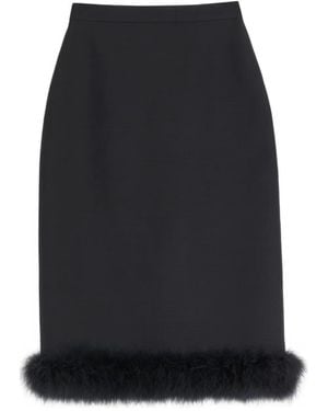 Valentino Garavani Crepe Couture Midi Skirt With Feathers - Black