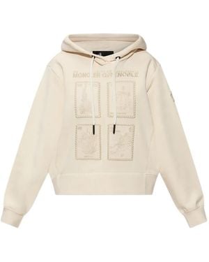 Moncler Plant-Patterned Cotton Hoodie - Natural