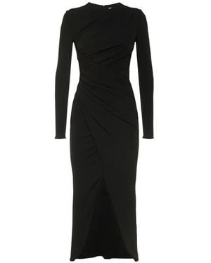 Michael Kors Long-Sleeve Round-Neck Maxi Dress - Black