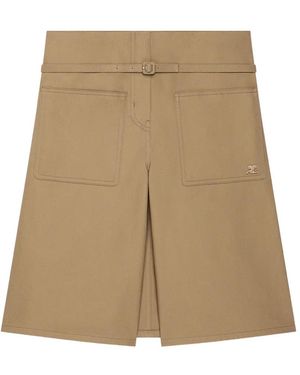 Courreges Back-Panel Belted Shorts - Natural